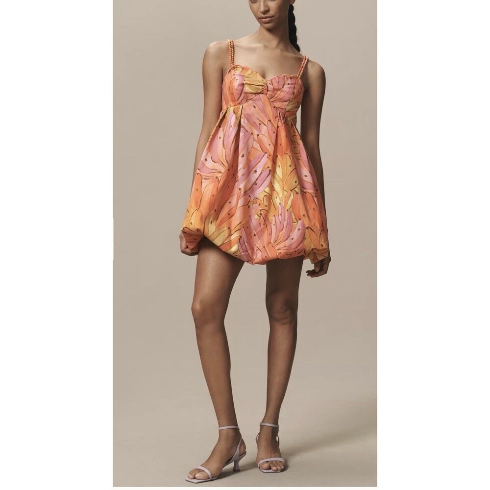 Farm Rio Sleeveless V-Neck Bubble-Hem Mini Dress Size Small